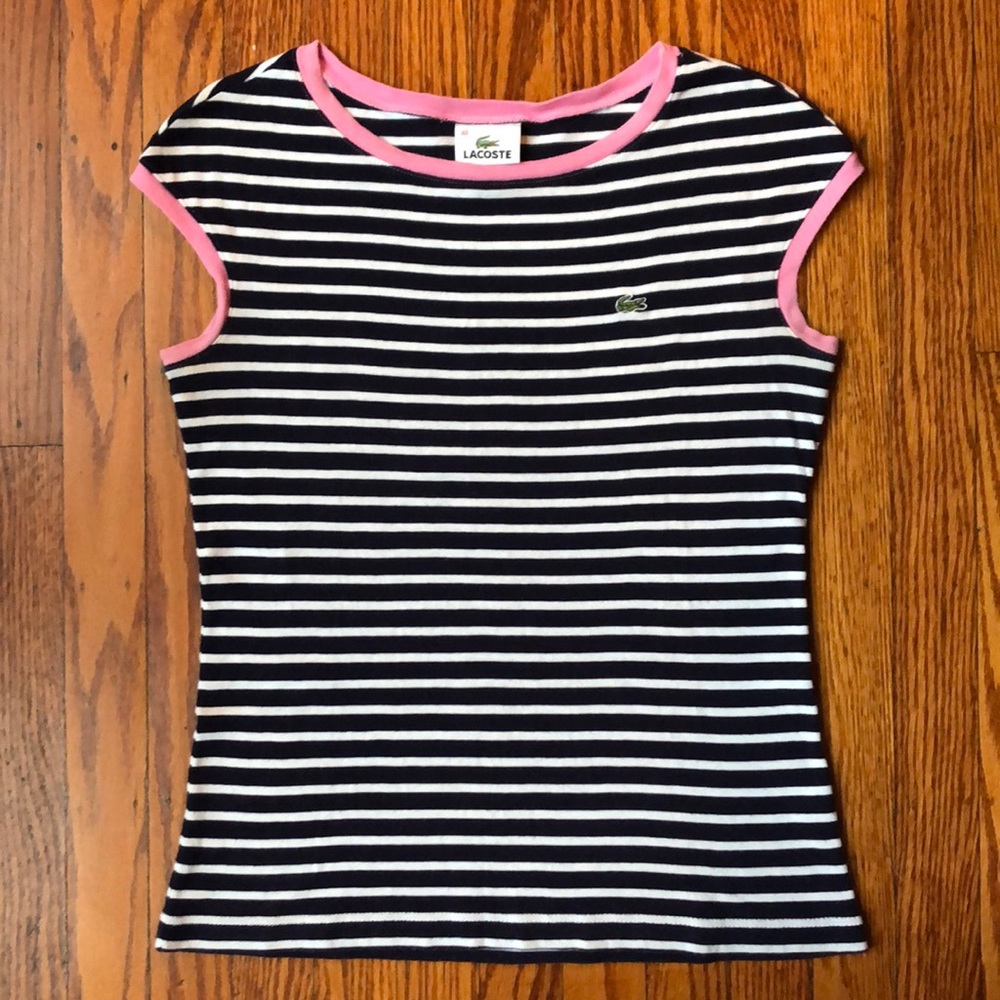 Lacoste Sleeveless Cotton Stripped Tee